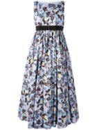 Vivetta - Floral-print Flared Dress - Women - Cotton - 42, Blue, Cotton