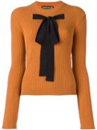 Rochas Bow Front Ribbed Jumper, Women's, Size: 42, Yellow/orange, Acrylic/polyester/wool