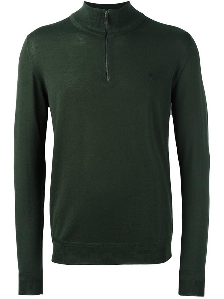 Etro Half-zip Sweater, Men's, Size: Xxl, Green, Wool