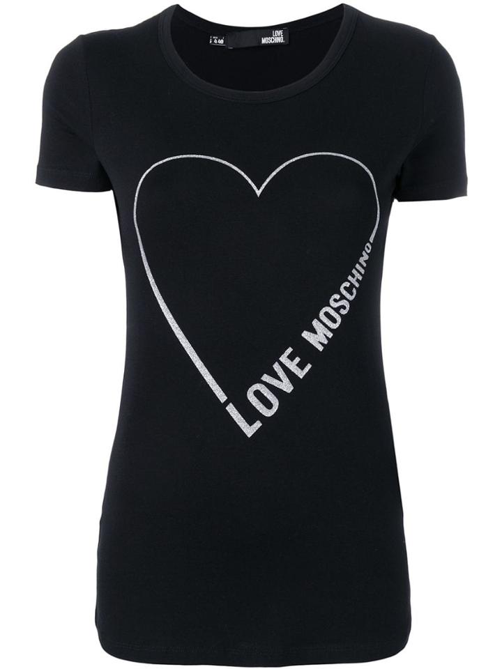 Love Moschino Logo Heart Print T-shirt - Black