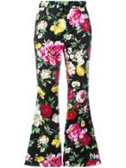Dolce & Gabbana Floral Print Cropped Flare Trousers - Green