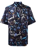 Fendi Floral Print Shirt, Men's, Size: 43, Blue, Silk