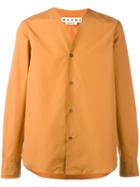 Marni Raw Edge V-neck Shirt, Men's, Size: 48, Yellow/orange, Cotton