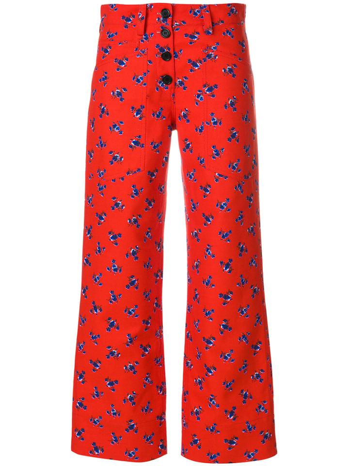 Kenzo Floral Cropped Trousers - Red
