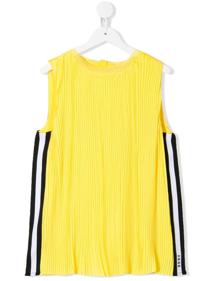 Dkny Kids Teen Pleated Side Stripe Blouse - Yellow