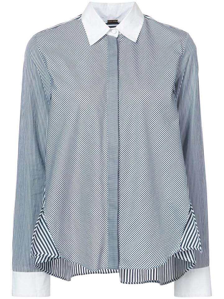 Adam Lippes Striped Cotton Trapeze Shirt - Black