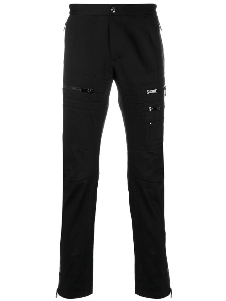 Versace Biker Multi Zip Trousers - Black