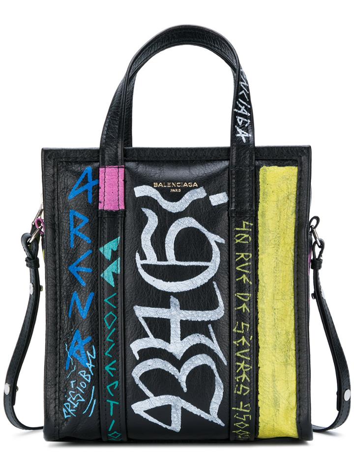 Balenciaga Graffiti Bazar Shopper Xs - Black
