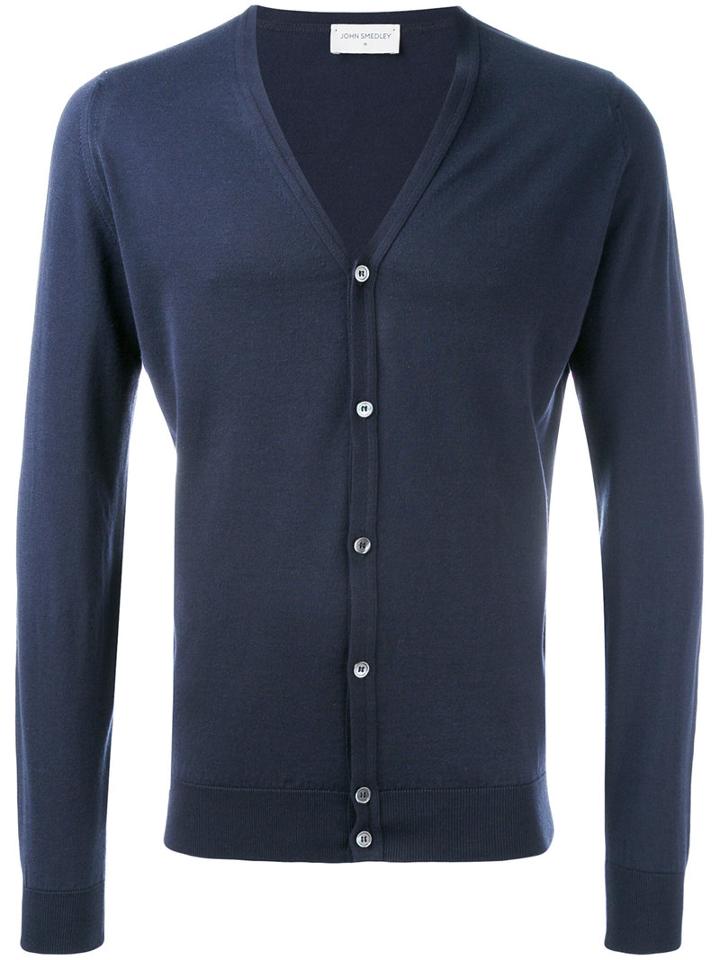 Classic Cardigan - Men - Cotton - L, Blue, Cotton, John Smedley