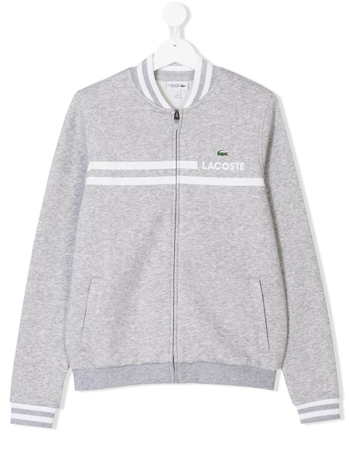 Lacoste Kids Logo Print Bomber Jacket - Grey