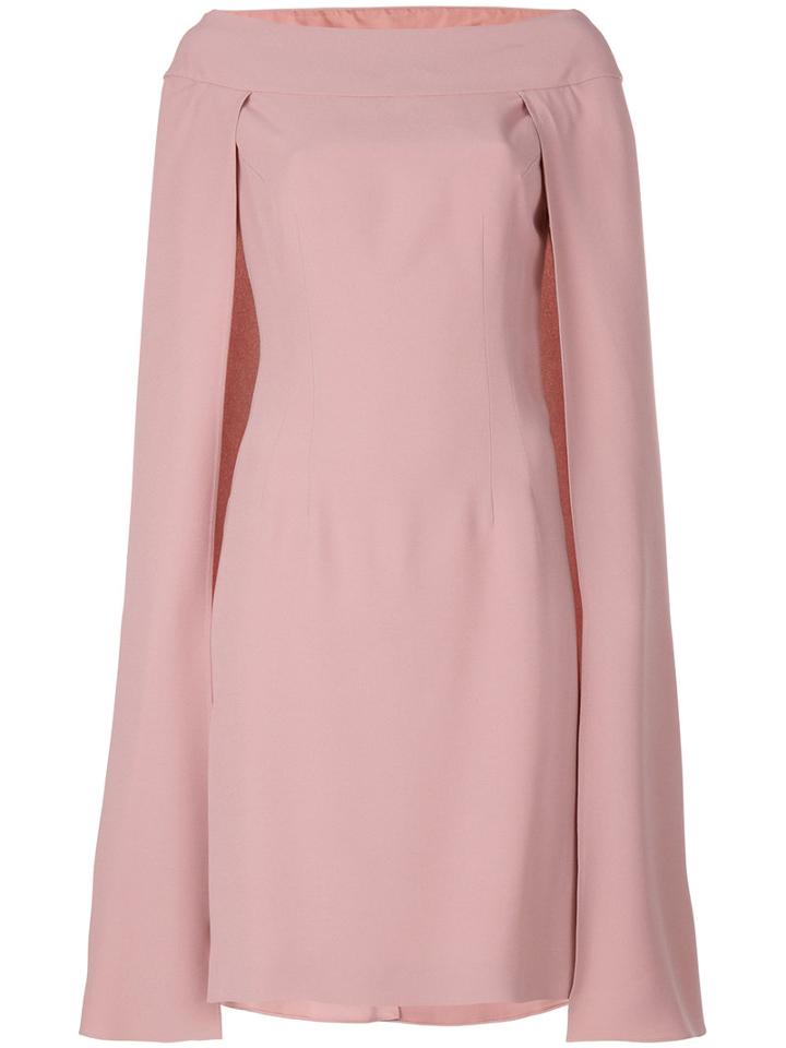 Alberta Ferretti - Cape Layered Dress - Women - Acetate/viscose - 40, Nude/neutrals, Acetate/viscose