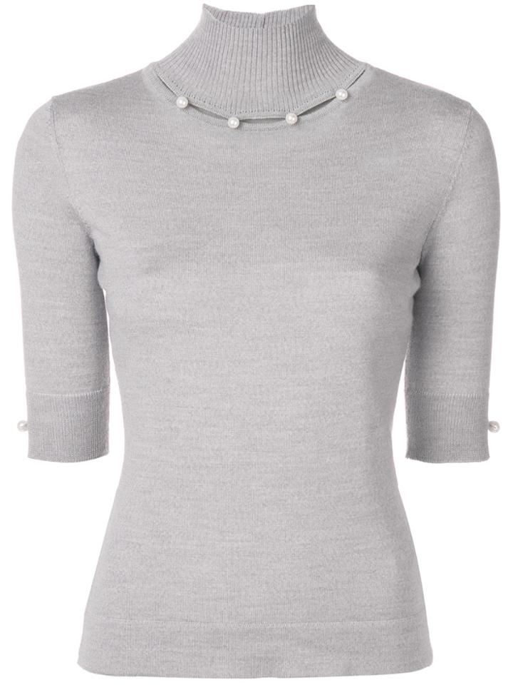 Blumarine Pearl Neck Jumper - Grey
