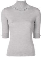 Blumarine Pearl Neck Jumper - Grey