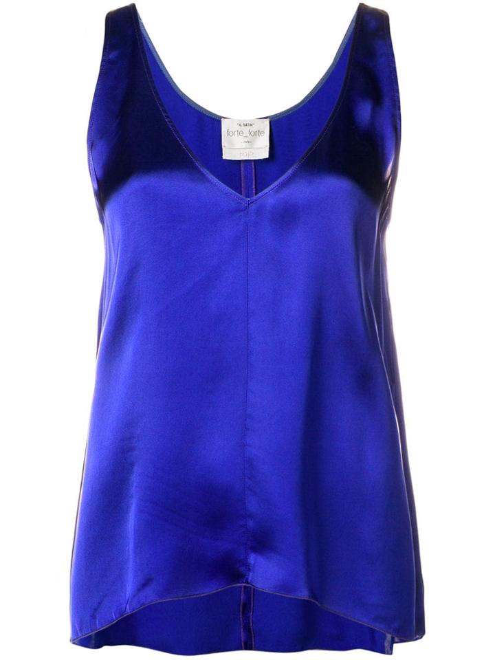 Forte Forte Flared V-neck Top - Blue