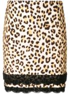 Blumarine Lace Detail Leopard Short Skirt - Nude & Neutrals
