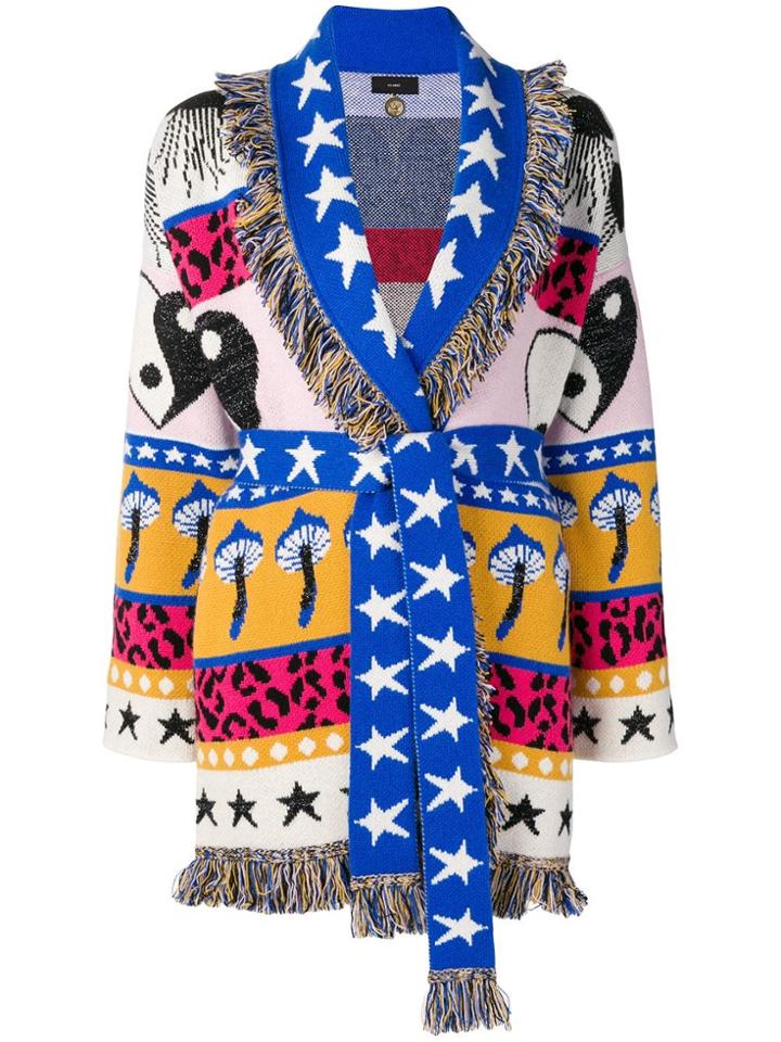 Alanui Instarsia Fringed Cardi-coat - Blue