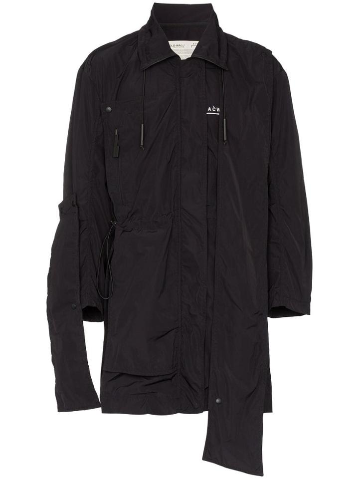 A-cold-wall* Panelled Logo Print Raincoat - Black