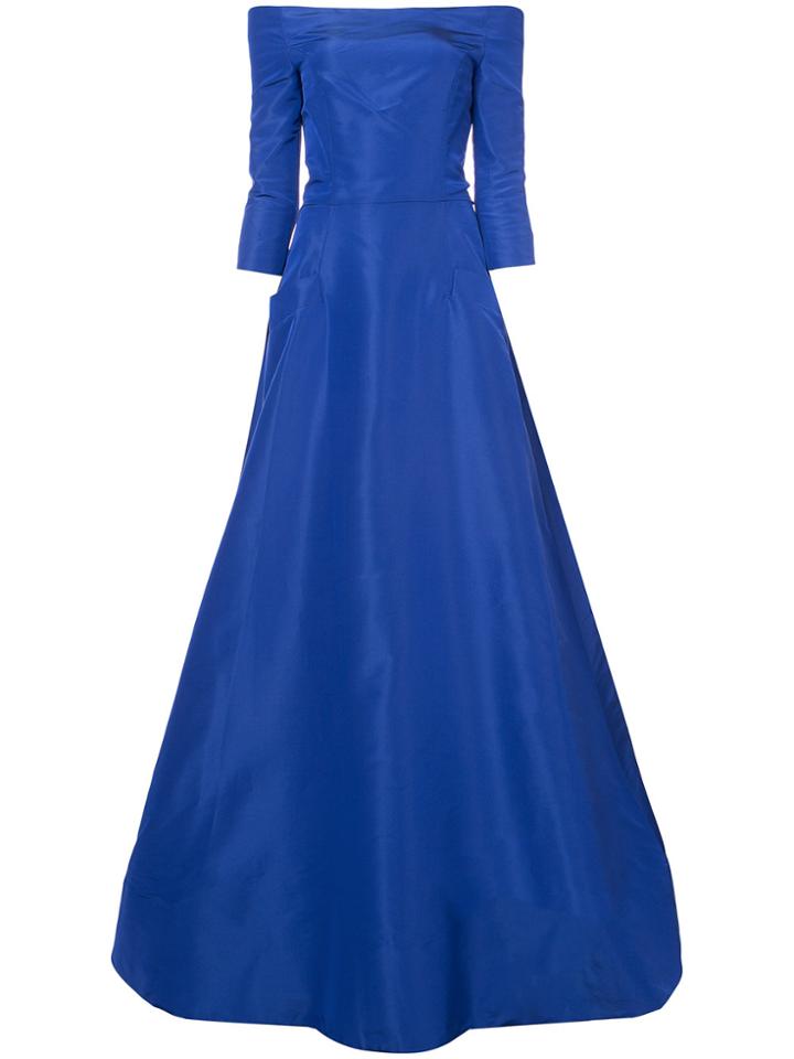 Oscar De La Renta Off Shoulder Trumpet Gown - Blue