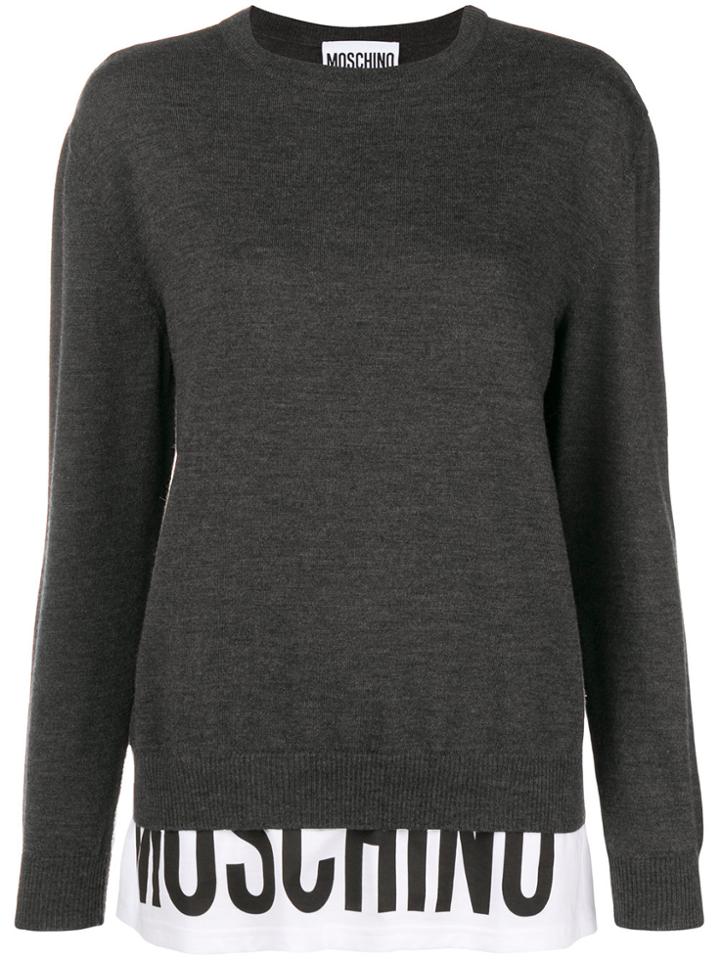 Moschino Branded Panel Jumper - Grey