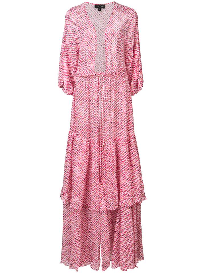 Saloni Flared Beach Dress - Pink & Purple