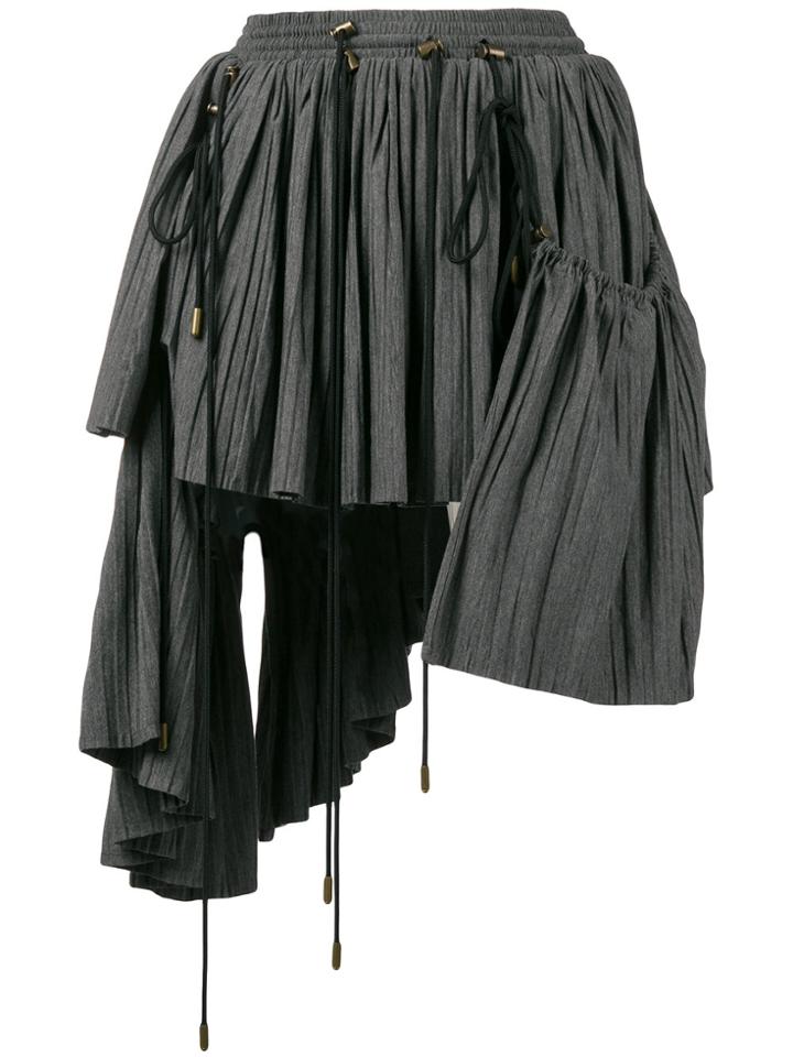 Y / Project Asymmetric Pleated Mini Skirt - Grey
