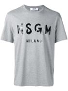 Msgm - Logo Print T-shirt - Men - Cotton - M, Grey, Cotton