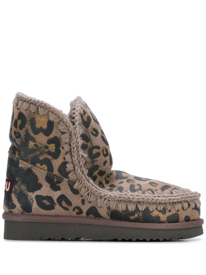 Mou Leopard Print Boots - Grey