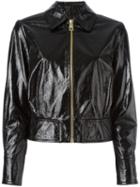 Lanvin Cracked Leather Jacket, Women's, Size: 38, Black, Lamb Skin/cupro/acetate
