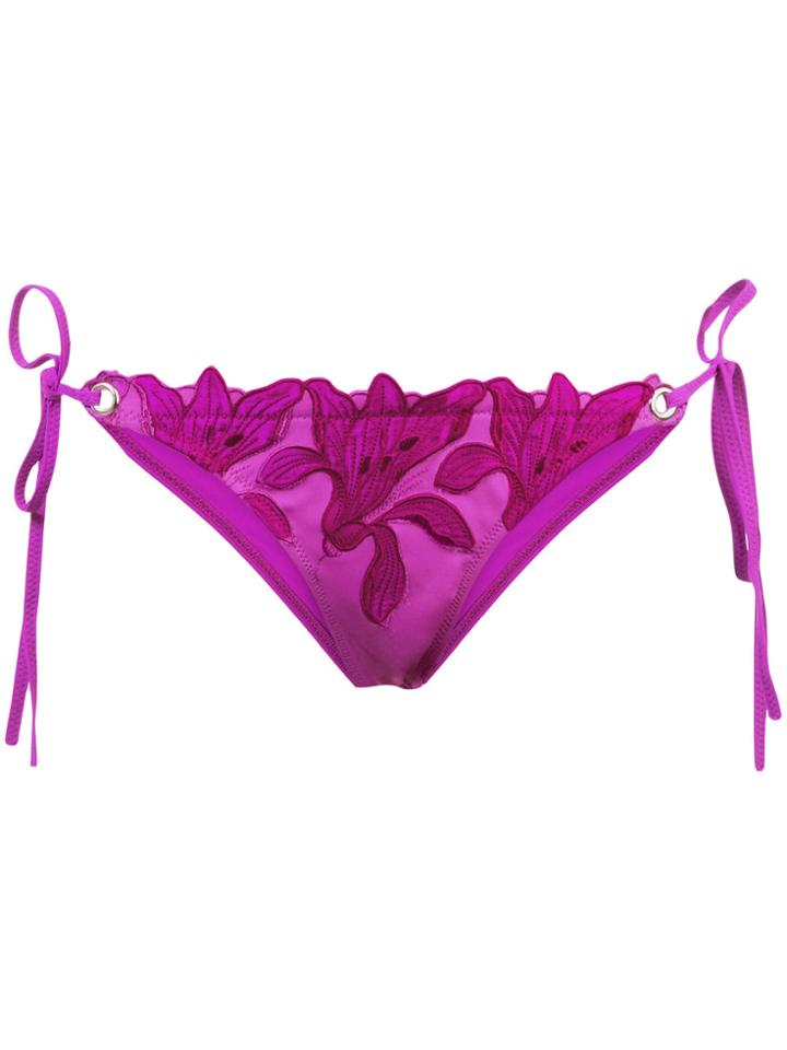 Fleur Du Mal Side Tie Bikini Bottoms - Pink & Purple