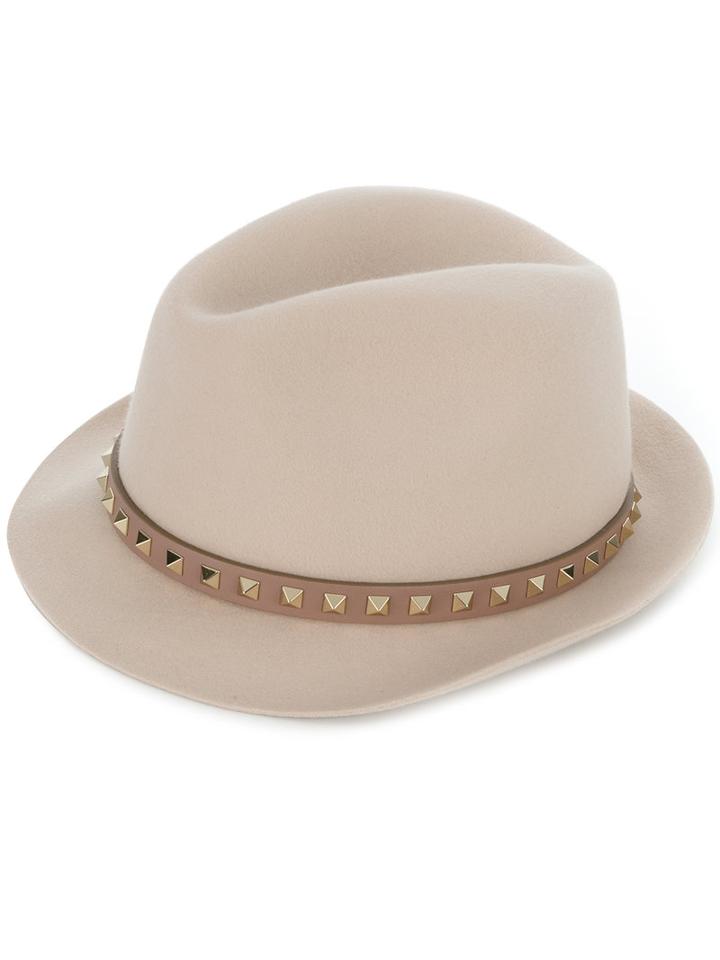 Valentino - Valentino Garavani Rockstud Hat - Women - Polyester/angora - L, Pink/purple, Polyester/angora