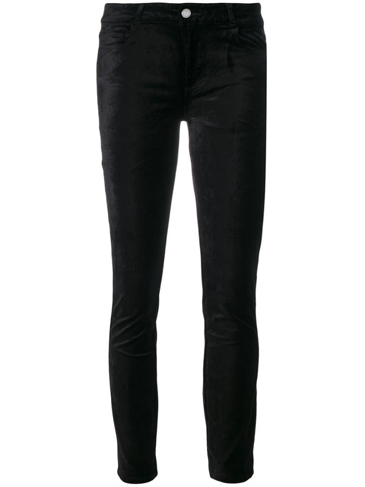 Paige Skinny Velvet Trousers - Black