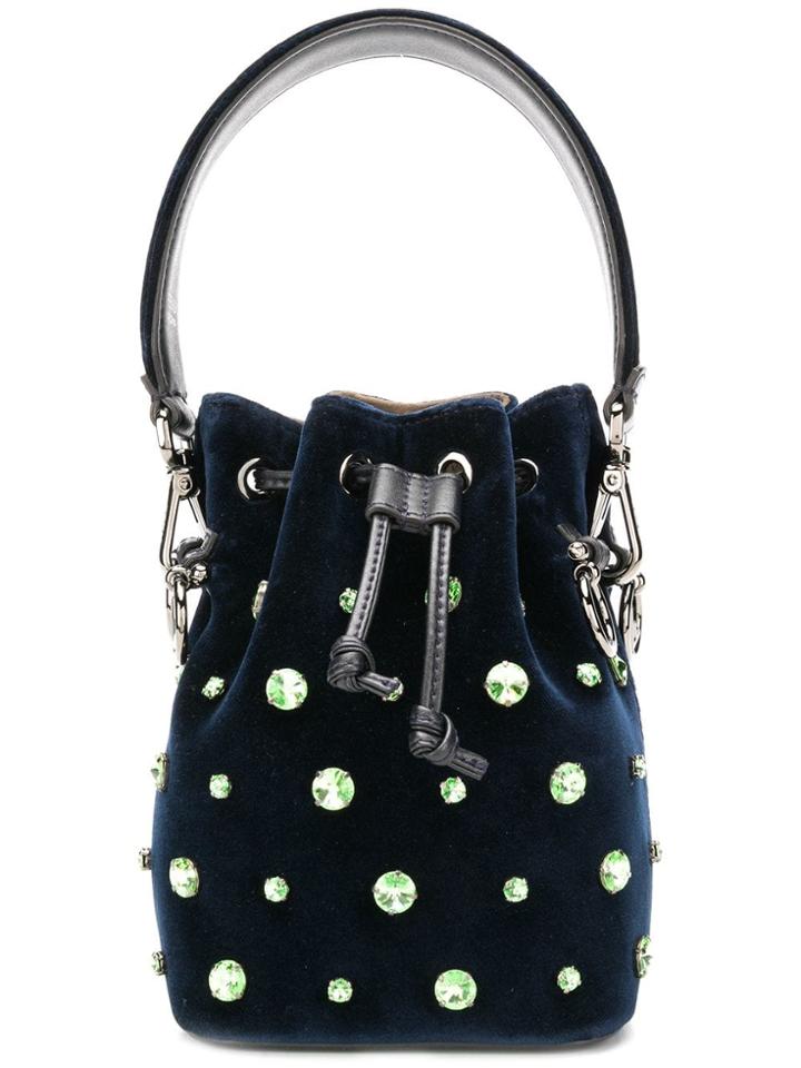 Fendi Crystal Embellished Bucket Bag - Blue