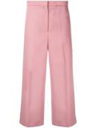Rochas - Cropped Pants - Women - Wool - 40, Pink/purple, Wool