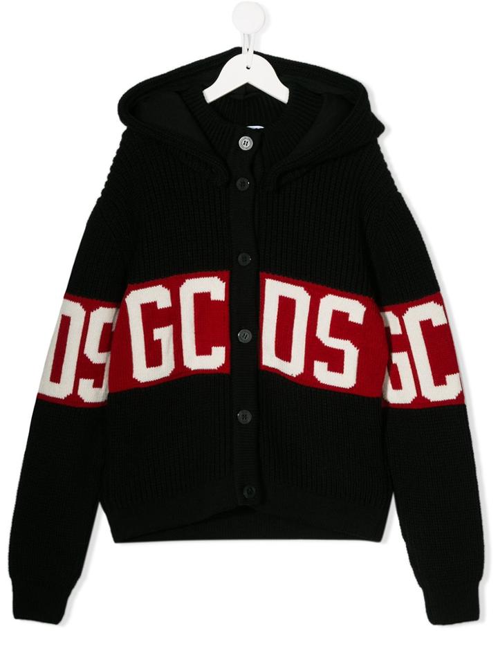 Gcds Kids Contrast Logo Jacket - Black