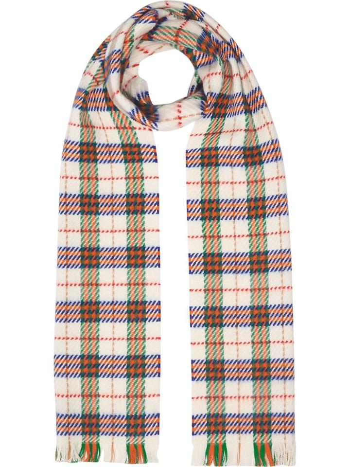 Burberry Check Merino Wool Scarf - White