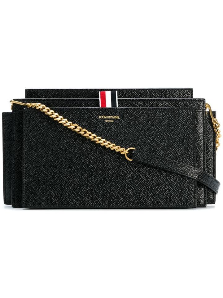 Thom Browne Lucido Leather Accordion Bag - Black