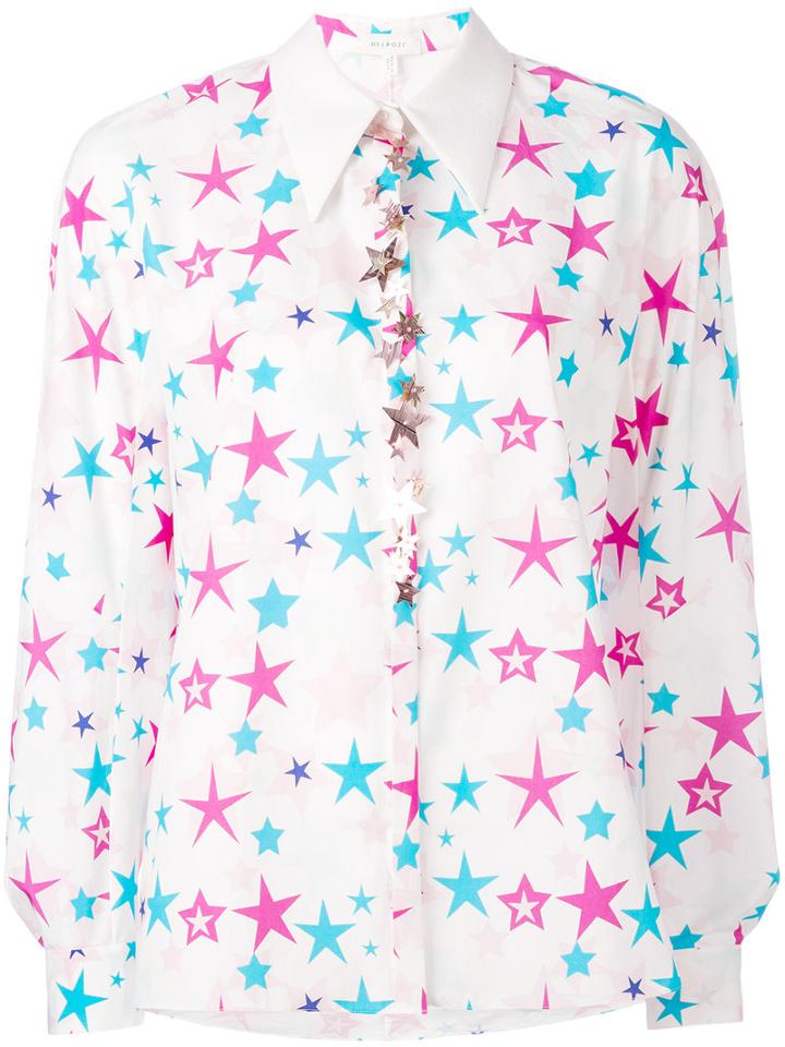 Delpozo - Star Embroidered Shirt - Women - Cotton - 38, White, Cotton