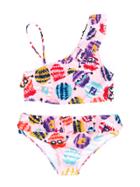 Fendi Kids Teen Macro Pompom Print Bikini - Pink & Purple