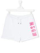 Msgm Kids Teen Logo Print Shorts - White