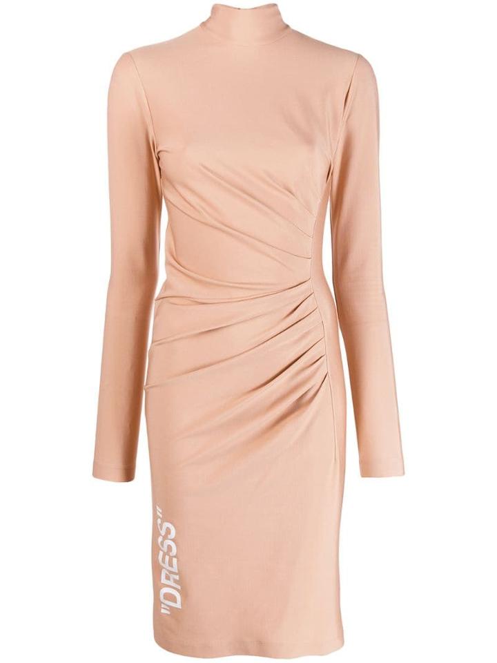 Off-white Quote-print Fitted Dress - Neutrals