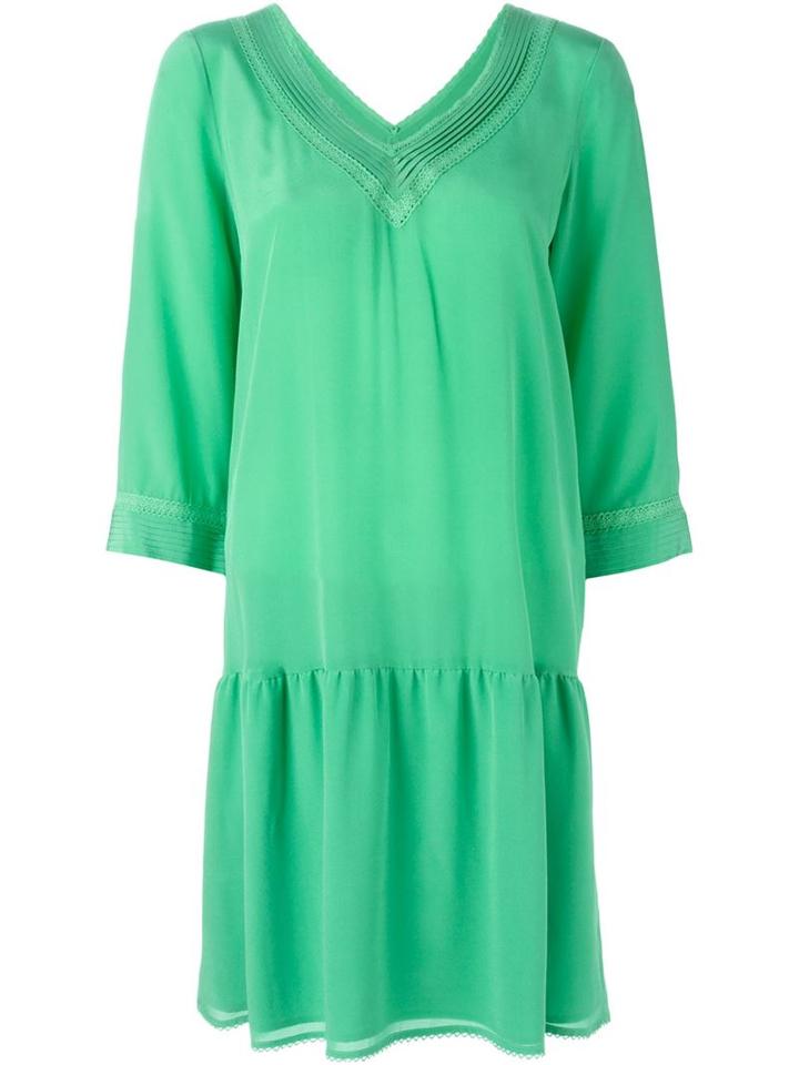 Twin-set V-neck Shift Dress, Women's, Size: S, Green, Silk/cotton/polyester