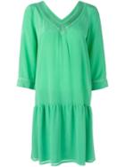Twin-set V-neck Shift Dress, Women's, Size: S, Green, Silk/cotton/polyester