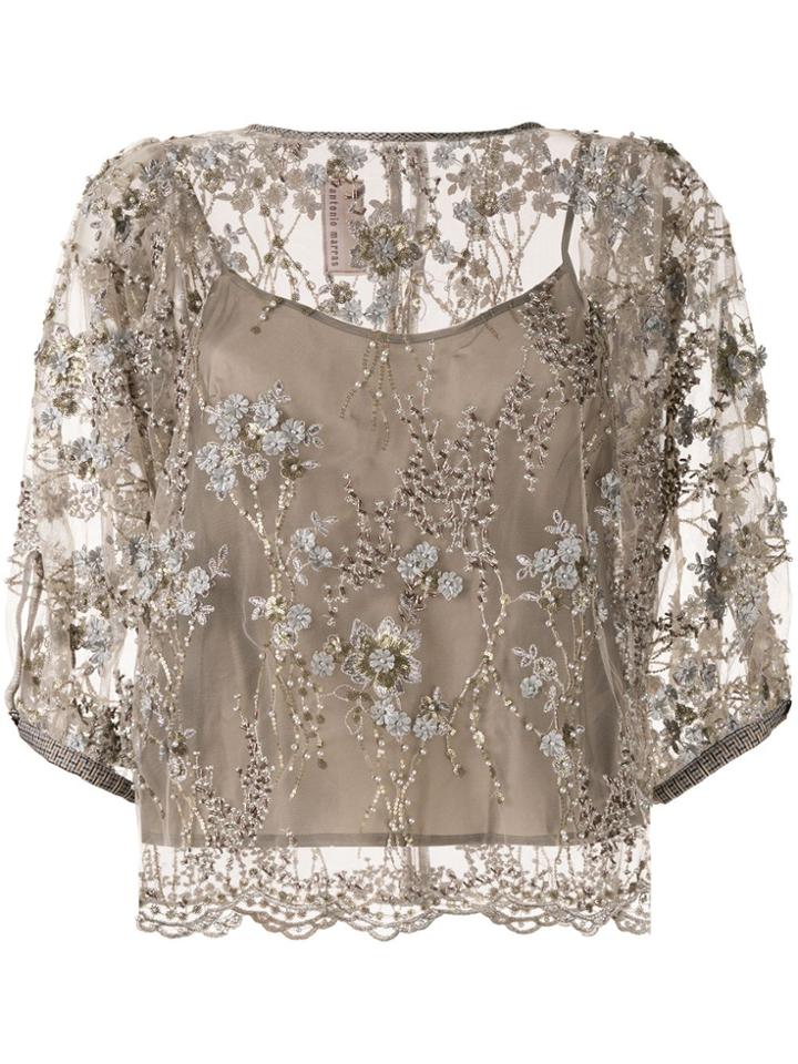 Antonio Marras Embroidered Layered Blouse - Brown