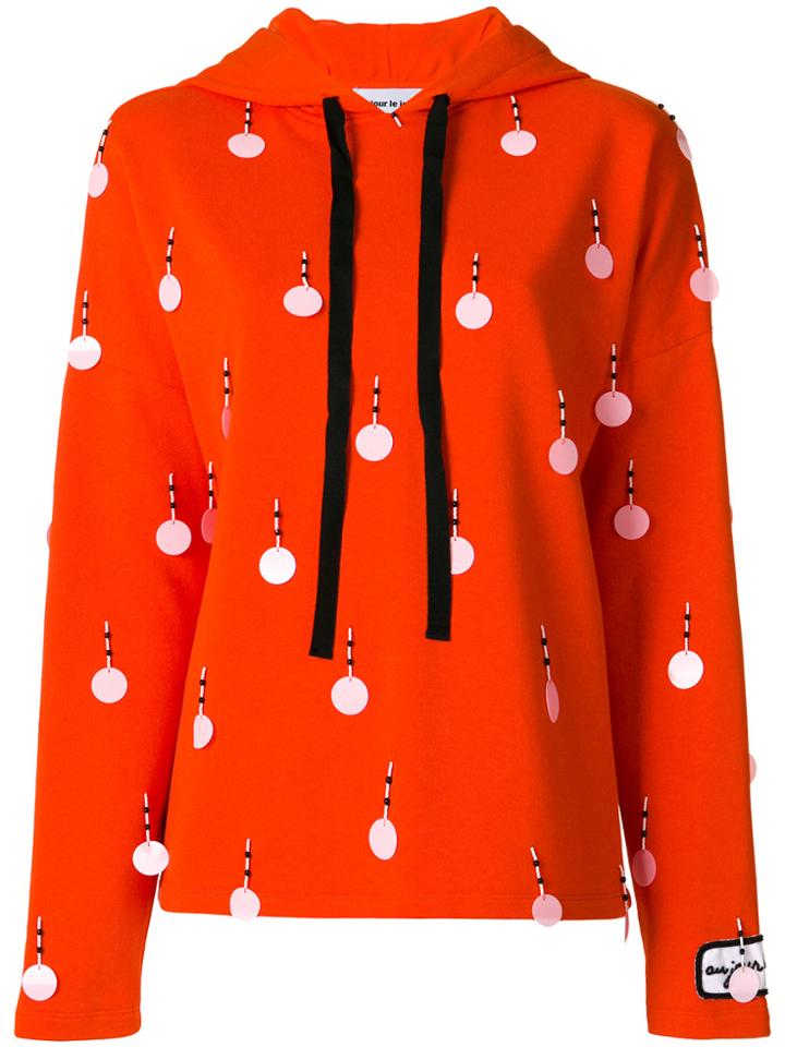 Au Jour Le Jour Sequin Embellished Hoodie - Yellow & Orange