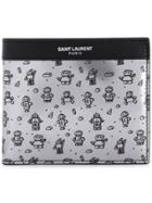 Saint Laurent Robot Print Bi-fold Wallet - Silver