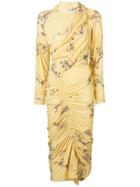 Preen By Thornton Bregazzi Floral Print Ruched Dress - Yellow