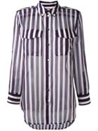 Equipment Striped Sheer Button-down Shirt, Women's, Size: Small, Blue, Silk