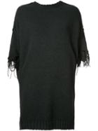 R13 Frayed Sleeve Jumper, Women's, Size: Xs, Black, Acrylic/cotton/wool