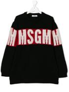 Msgm Kids Teen Intarsia-logo Jumper - Black