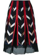 Emilio Pucci Sheer Detailing A-line Skirt, Women's, Size: 40, Black, Silk